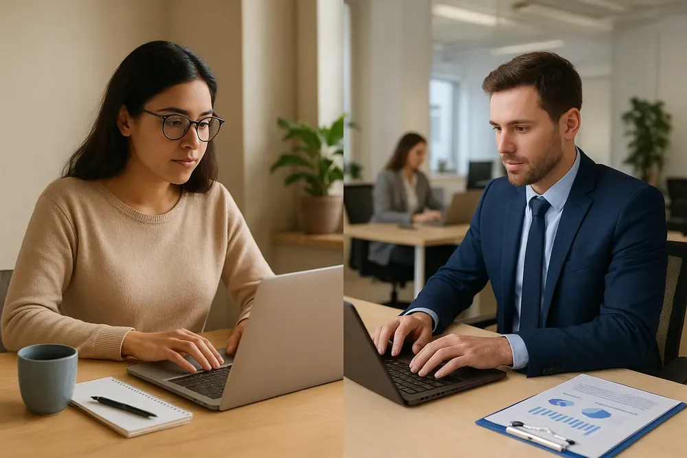 Trabajo remoto vs oficina moderna